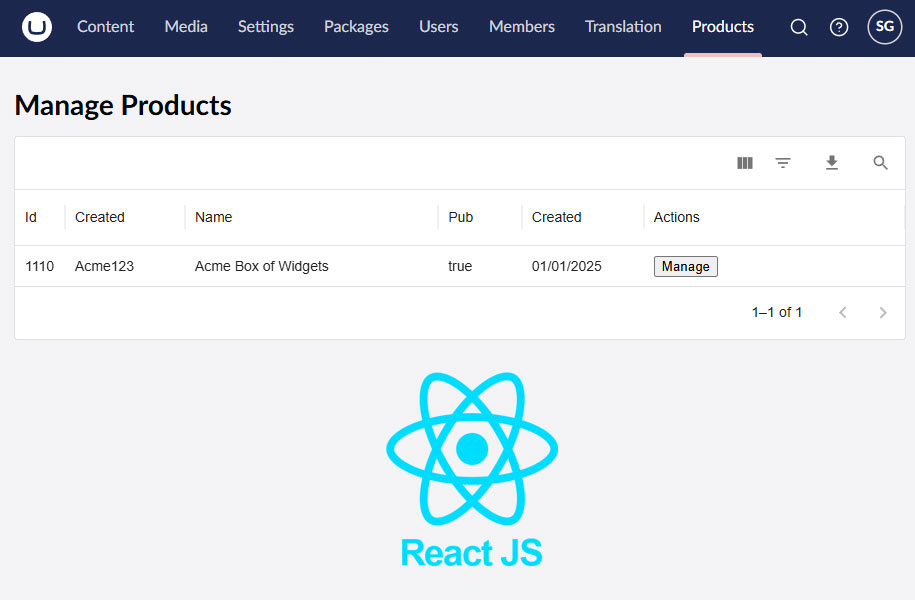 React Running In Umbraco Back Office
