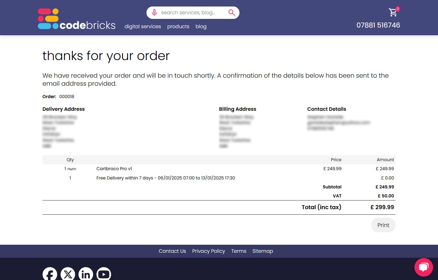 Cartbraco Umbraco Ecommerce Order